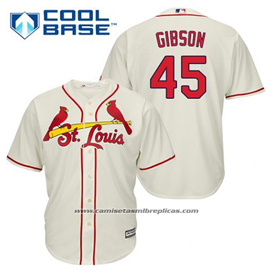 Camiseta Beisbol Hombre St. Louis Cardinals Bob Gibson 45 Crema Alterno Cool Base